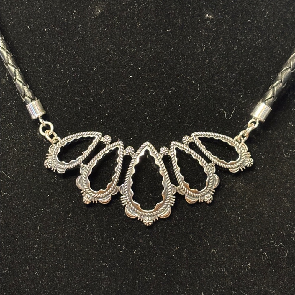 Carolyn Pollack Sterling Silver Pendant Necklace with Black Cord American West